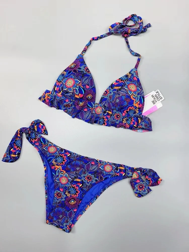 

Сексуальный купальник-бикини для женщин с бретелями, для термальных источников, раздельный дизайн, с чашечками, треугольный крой