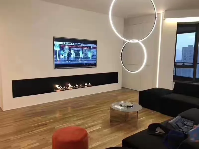 High Quality New Arrival Indoor Linear Modern Steel Bio Ethanol Fireplace Stoves Insert with Remote Control Villa