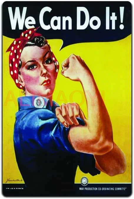 We Can Do It Vintage Metal Tin Sign, Home Décor, World War Two Sign, Rosie the Riveter, Office, Restaurant Sign, Wall Décor nice