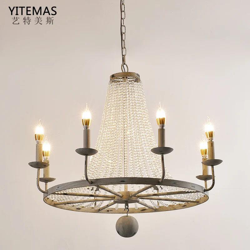 

American Chandelier Living Room Dining Room Lamp French Princess Creative Retro White Iron Decoration Bedroom Crystal Lamp