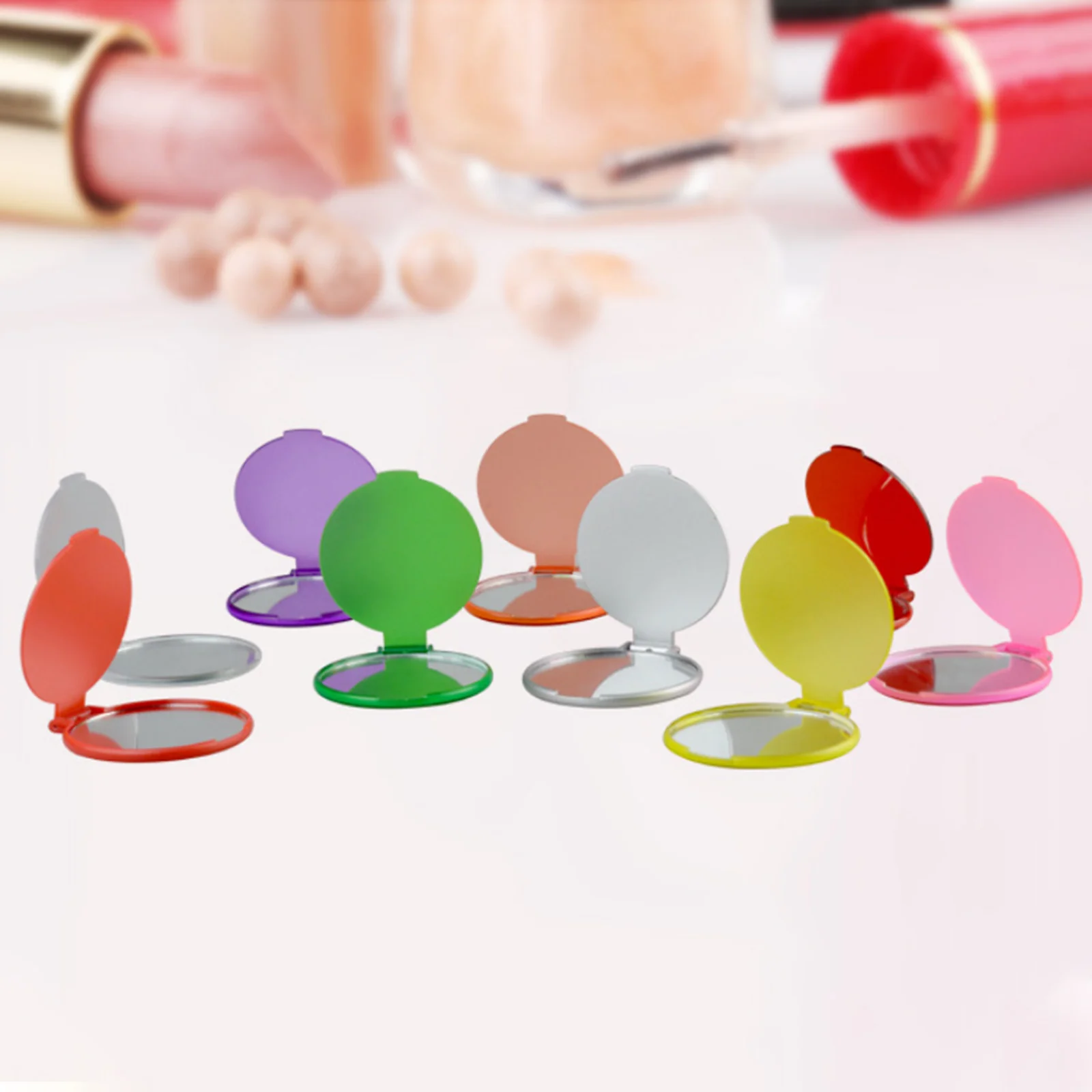 Mini espejos plegables redondos, simples Espejos de maquillaje, espejos de bolsillo para niñas y mujeres, espejo de maquillaje de monedero (Color aleatorio)