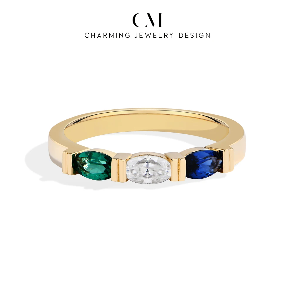 

CHARMING Fine Color Lab Grown Corundum&Emerald Rings 925 Sterling Silver for Women Men Romantic Engagement Party Jewelry Gifts