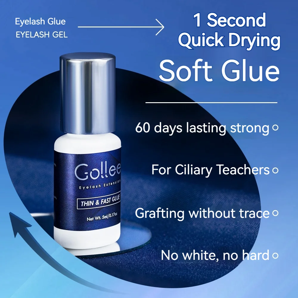 

5ml Gollee Lash Glue for Eyelash Extension 1S Drying Time Retention 6-8 Weeks False Lash Glue Adhesive for Professional USE ONLY