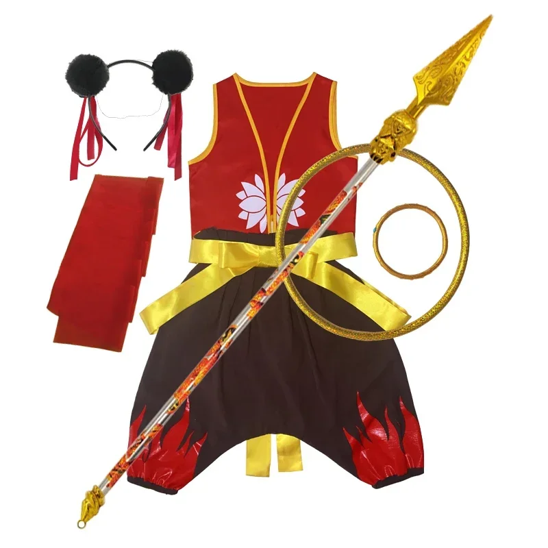 Nezha Cosplay Costumes For Children Nezha Zhi Mo Tong Jiang Shi Naughty Cosplay Costumes Anime Clothes Carnival Game TV Role