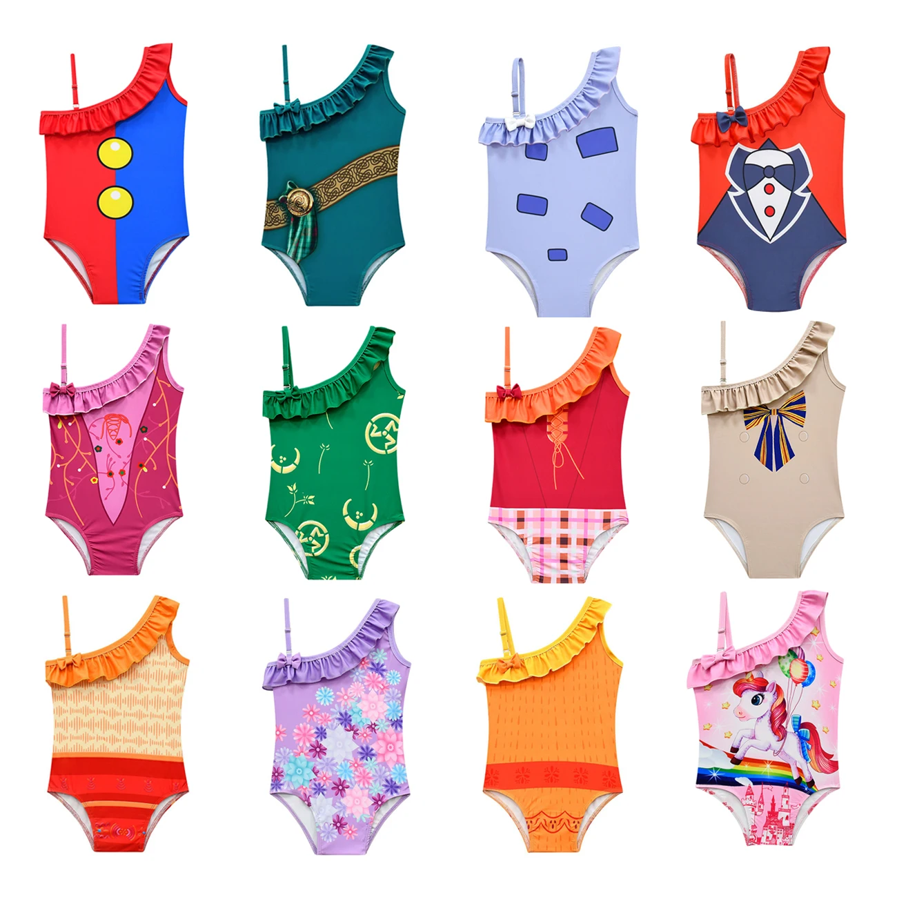 

Girls Swimsuit The Amazing Digital Circus Costumes Unicorn Dress Encantoo Sets Cinderellai Sofiai Rapunzelb Annai Elsah Clothing