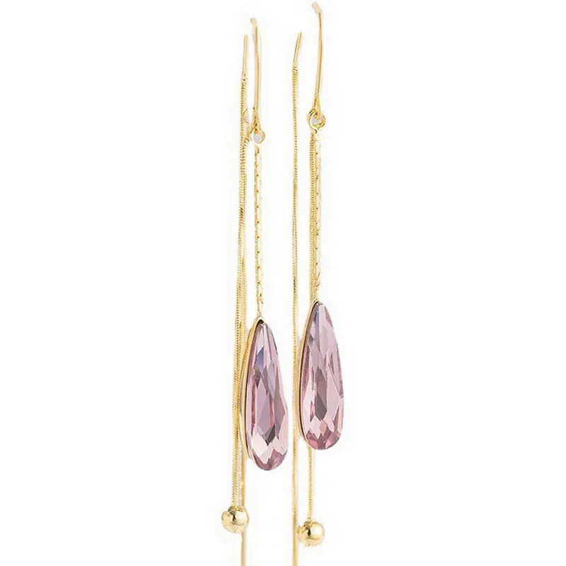 Koreanische neue trend ige lange grüne Kristall Tropfen Ohrringe Vintage Temperament Quaste Ohr linie Ohrringe für Frauen Schmuck – Detail 1