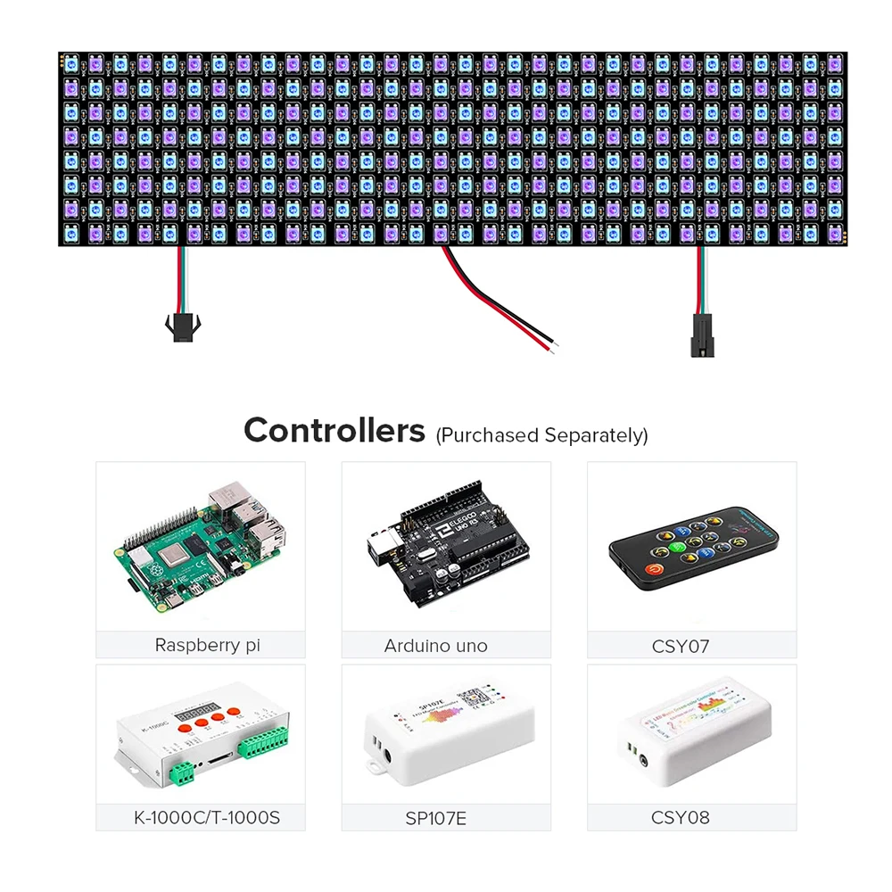 WS2812B RGB 16x16 8x32 Pixel Panel Screen 1-5 Pcs 256 Pixels WS2812B ECO Individually Addressable Digital Flexible Programmed 5V