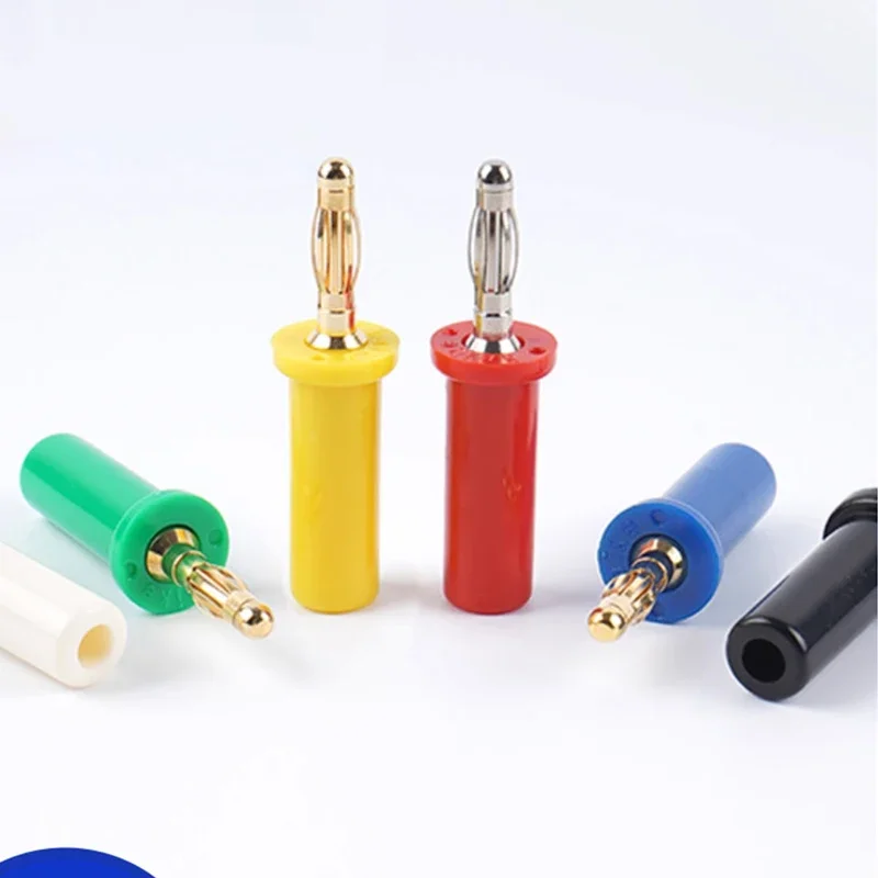 20Pcs Copper Banana Plug 4mm High Current High Voltage Resistance Plug Welding Integrated Banana Head Connector Binding Post