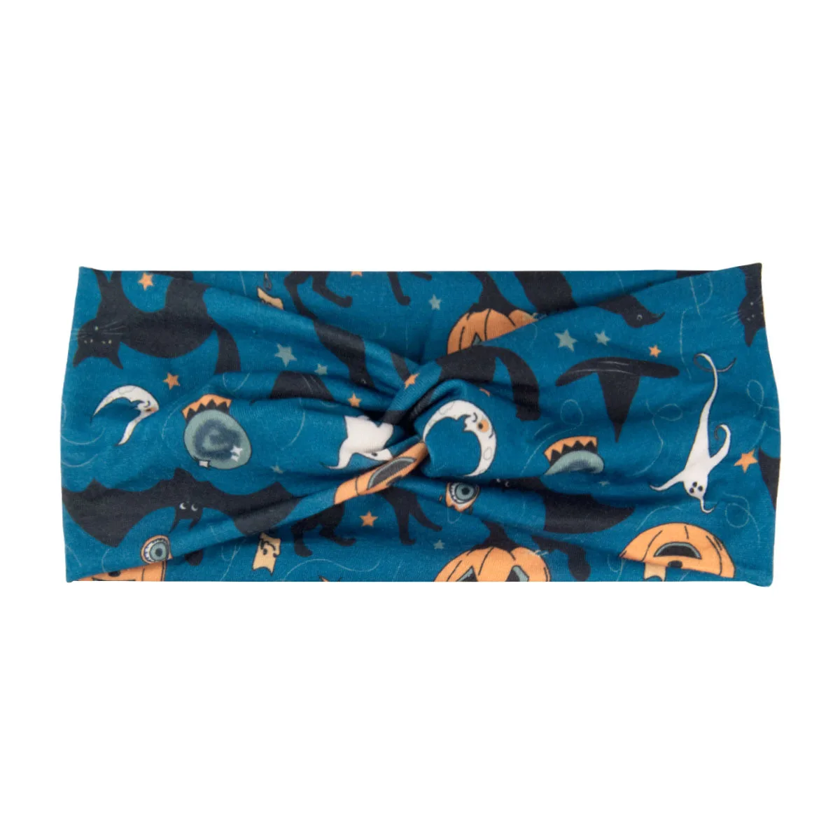Böhmisch bedruckte Schädel Kürbis Grimasse Halloween breites Stirnband geknotet elastisches Stirnband Yoga Laufhaar Zubehör für Frauen – Detail 6