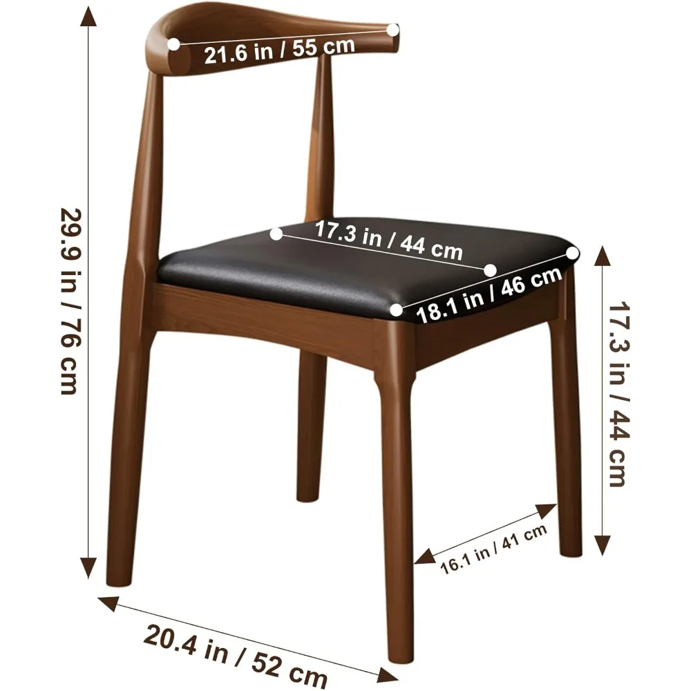 زوج من كراسي تناول الطعام الخشبية الصلبة الحديثة المصنوعة من خشب الجوز في منتصف القرن مع مقاعد من جلد البولي يوريثان المنجد ومساند الظهر المنحنية #3