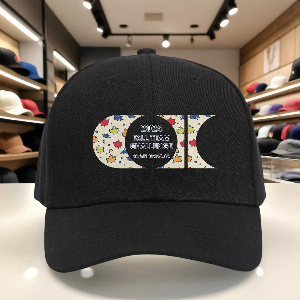 2024 Fall Team Challenge Open Canada Maple Leaf Pattern Baseball Cap, Colorful Leaves Print Hat, Adjustable Casual Outdoor Cap