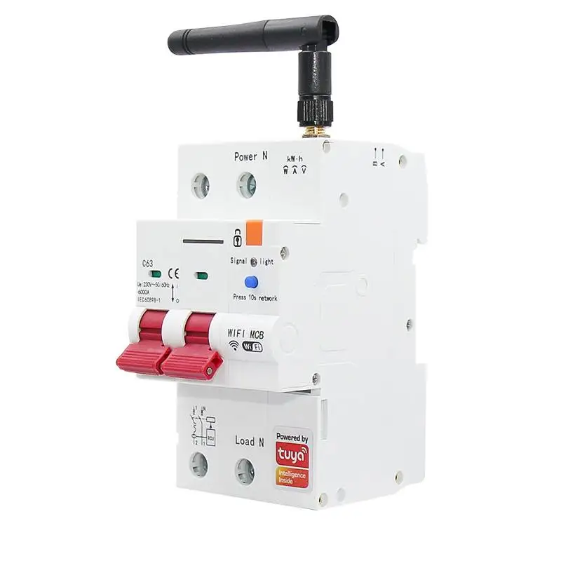 Tuya Smart WiFi Disjuntores, sobrecarga MCB, proteção contra curto-circuito, recluso automático, casa, 1P-4P, 63A
