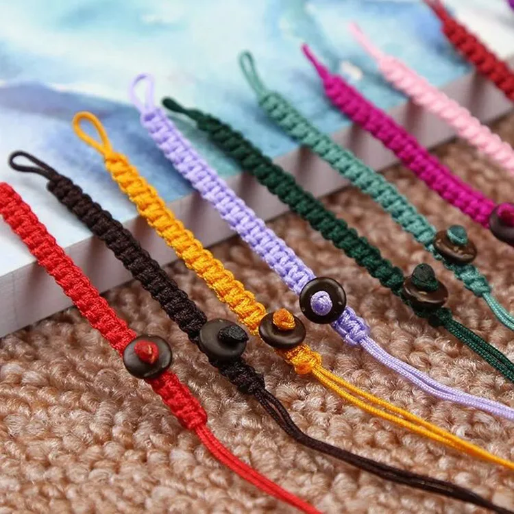 

2PCS 5cm+21cm Nylon Woven Keychain Knot Colour Key Chains for Women Bracelet Decorate Accessories Jewelry Rope