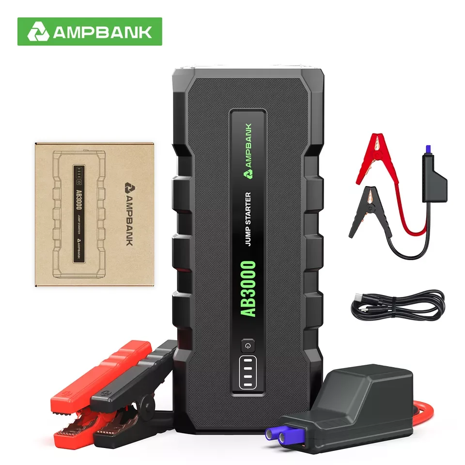 AMPBANK AB3000 12V Car Jump Starter Battery Charger Power Bank Portable 3000A Auto Booster