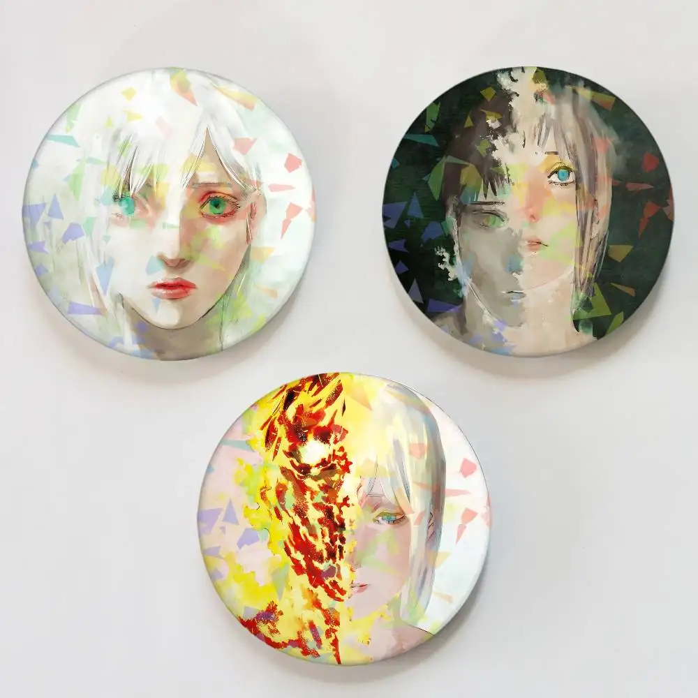 Comics F-Fire P-Punch Round Badge for Backpack Accessories Laser Lapel Pins Jewelry Gifts