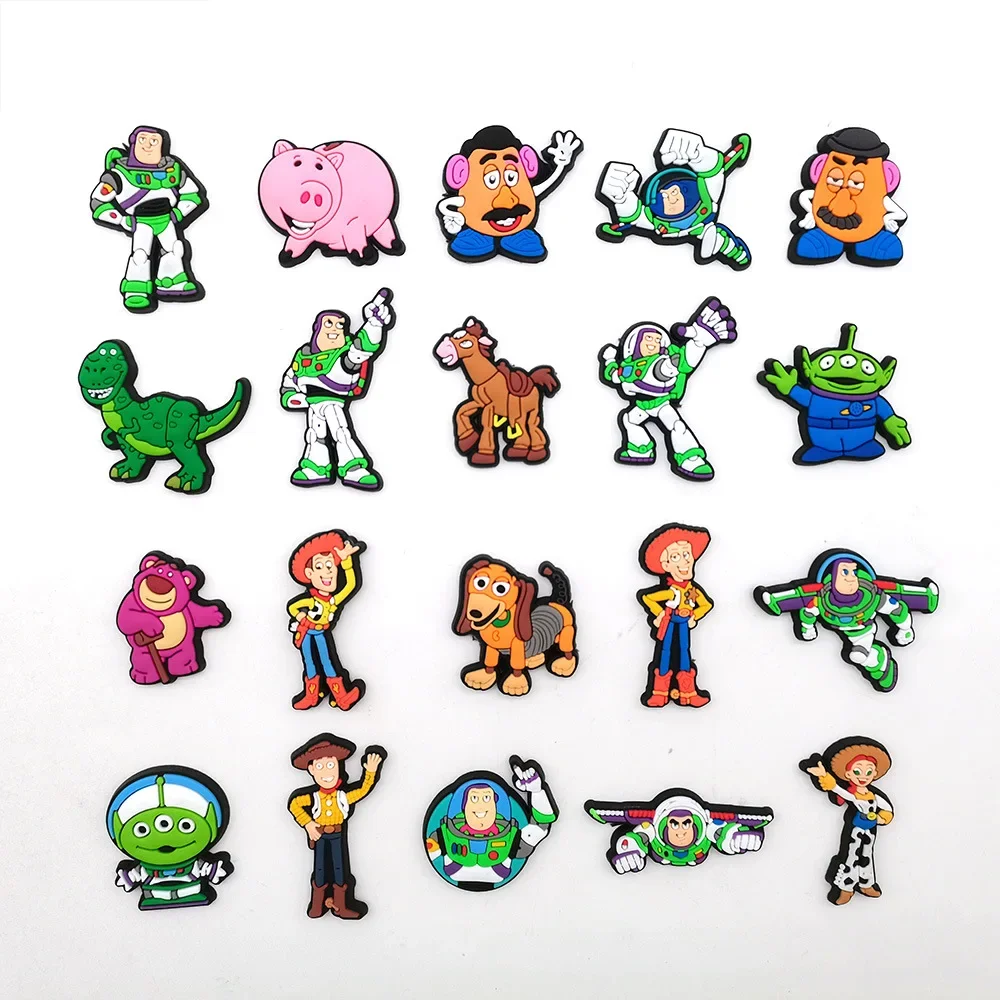 20 piezas hebilla de zapato de luz de baño de dibujos animados Toy Story decoración de zapatos Croc Charms accesorios sandalias de verano zuecos