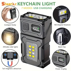 Super Bright Mini LED Flashlight USB Rechargeable Portable COB Torch with Magnetic Tail & Clip for Outdoor Camping Emergency Wor