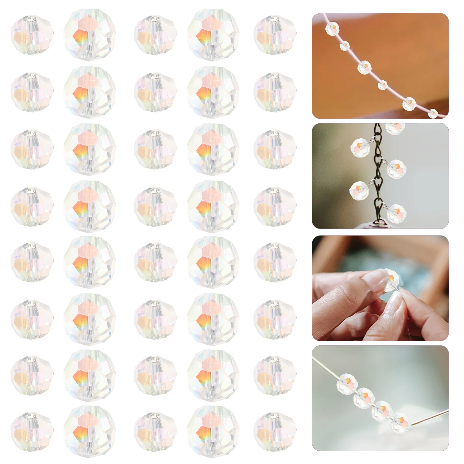 

60Pcs Ab Beads Assorted Multi-Faceted Smooth Loose Beads for DIY Jewelry Making Bracelets Pendants Home Decor