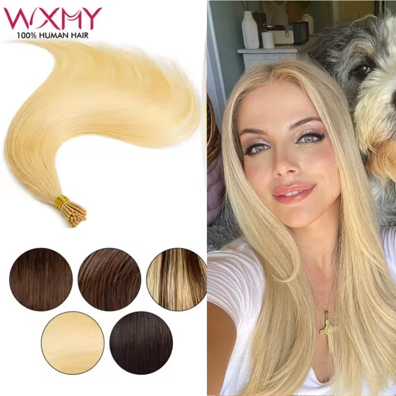 

Наращивание волос I-Tip, натуральные человеческие волосы, 12-24 дюйма, WXMY, для фьюжн-наращивания, цвета: черный, коричневый, светлый, 50 шт./набор