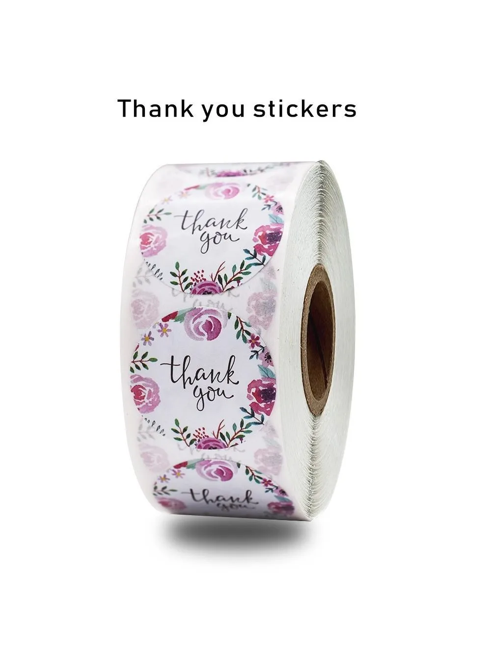 Pink Paper Labels Stickers Foil Thank You Wedding Rolls 1 Inch Envelope Seals Handmade Cute Stationery