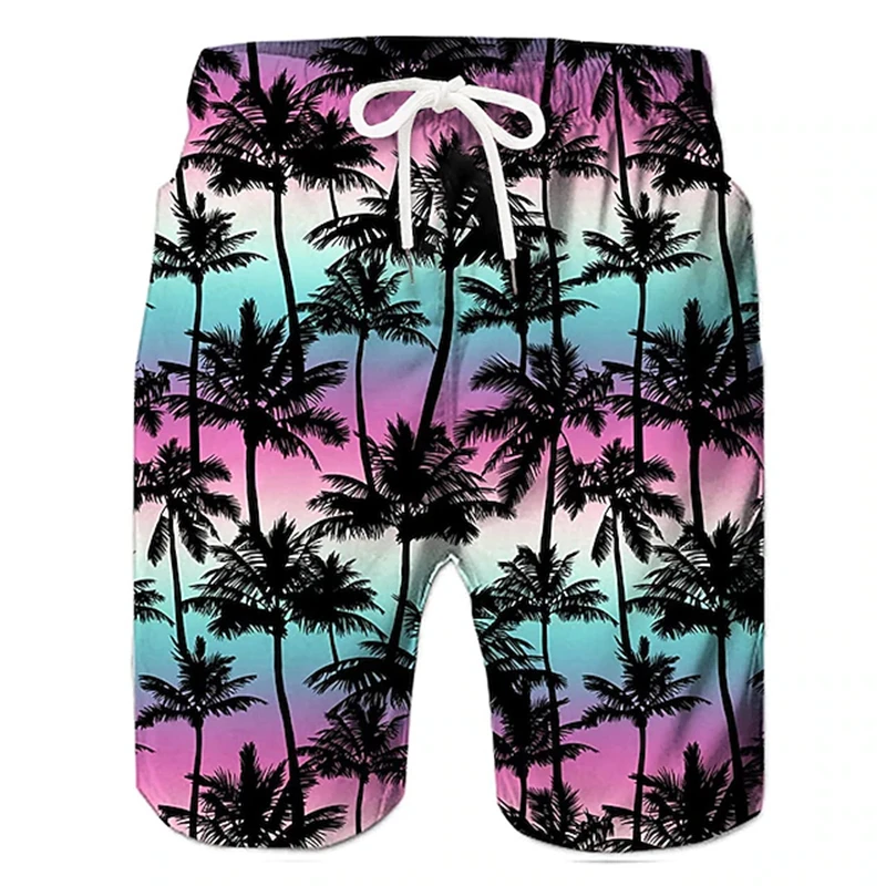 Vintage 3d Kokospalm Print Strandbroek Unisex Kleding Zomer Casual Hawaii Vakantie Shorts Mode Heren Ijs Korte Broek