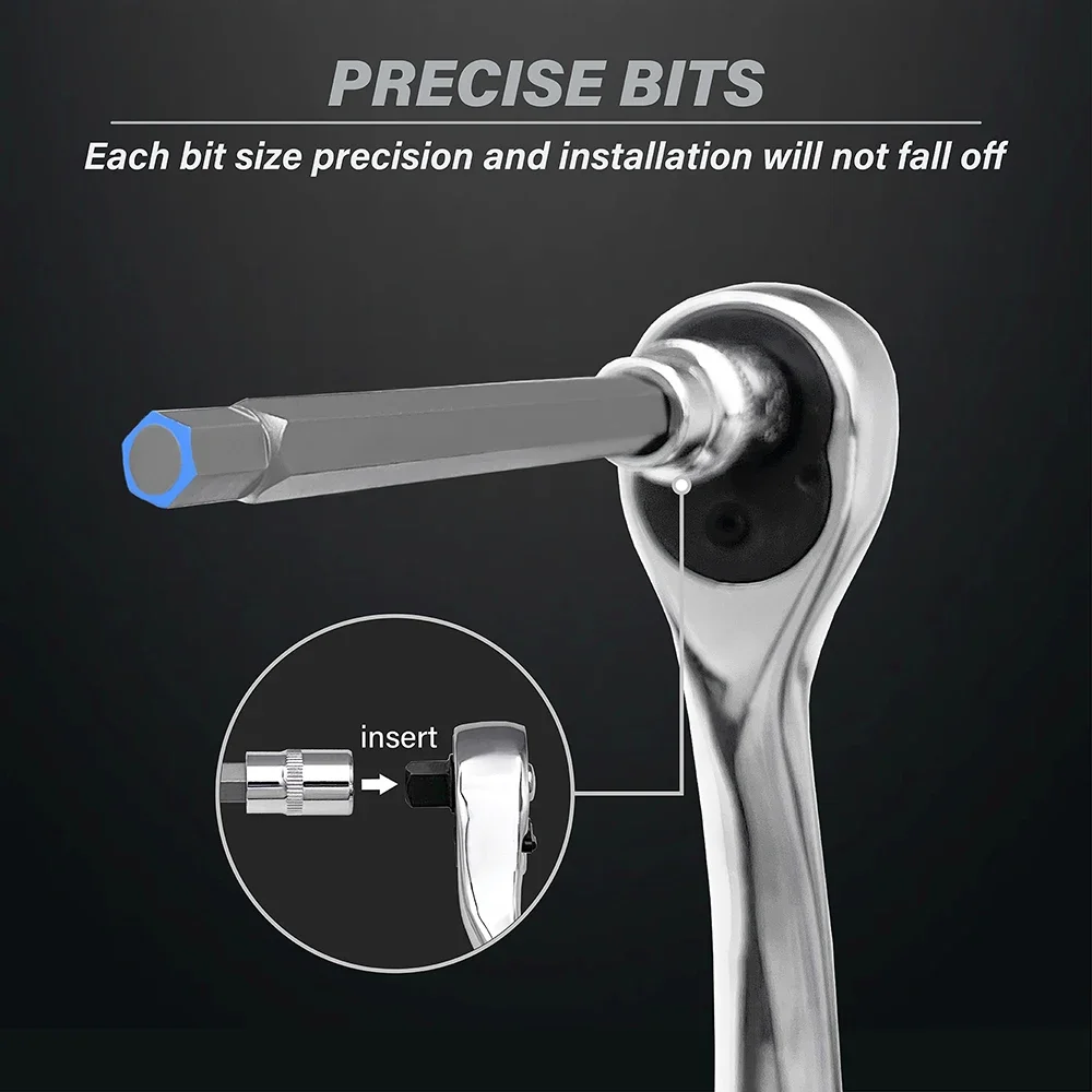 Extra Long Hex Bit Socket Set 7 Piece H3-H10 CR-V and S2 Material 3/8\