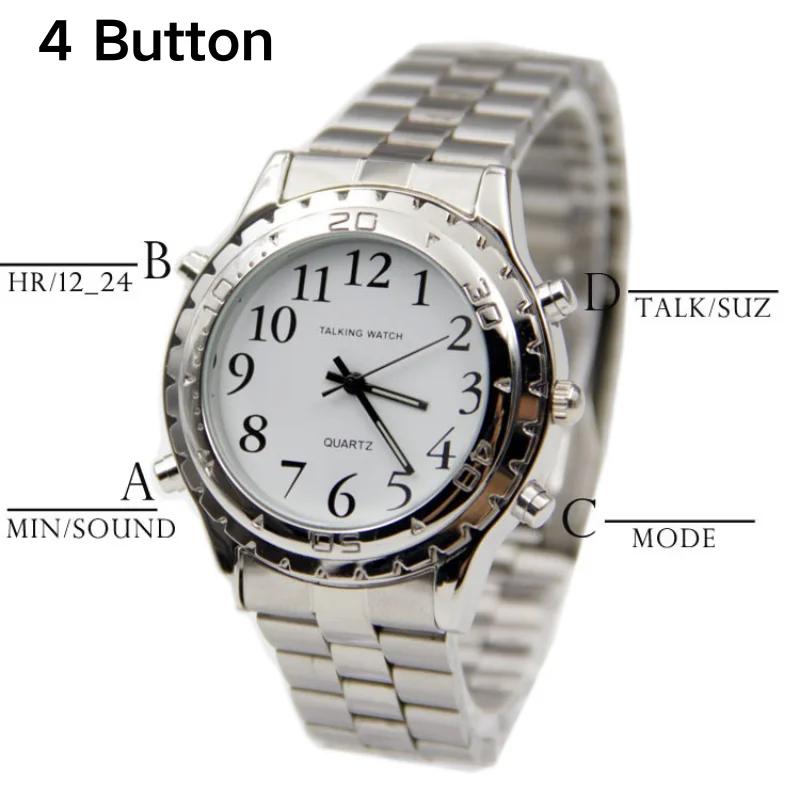 Quartz Watch with English Report Time Function Voice Assistant for Old People with Visual Impairment and Elderly Parents