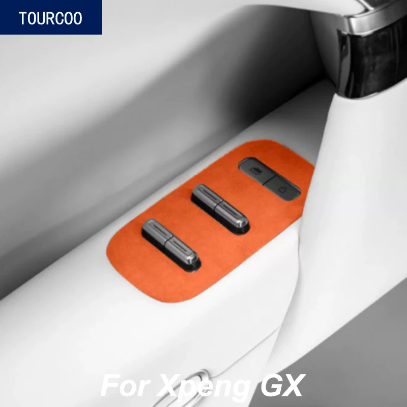For Xpeng GX 2026 Door Button Panel Suede Decorative Stickers Anti-scratched Stickers Car Styling Modified Accessories
