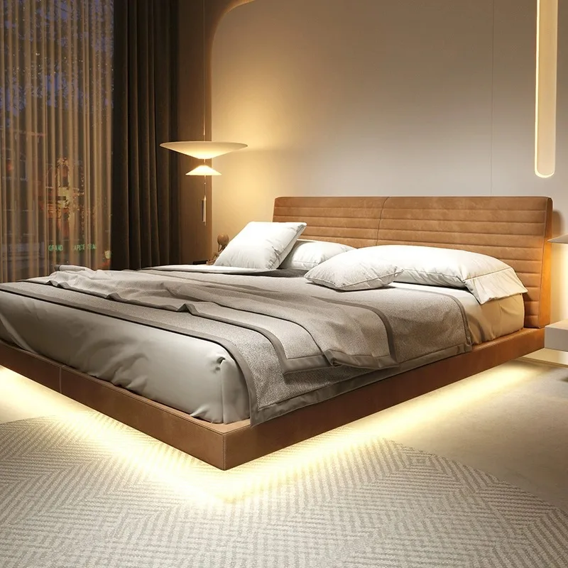 

Italian minimalist matte cloth bed light luxury modern master bedroom Nordic minimalist designer surprise quiet