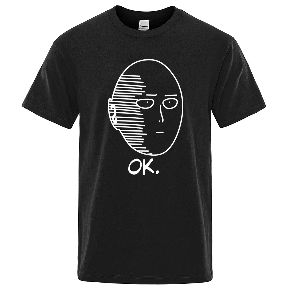 Cartoon bald funny man Saitama Sensei Mens T Shirt Fashion Funny Short Sleeve Summer Clothing Cotton Anime Breathable T-Shirts