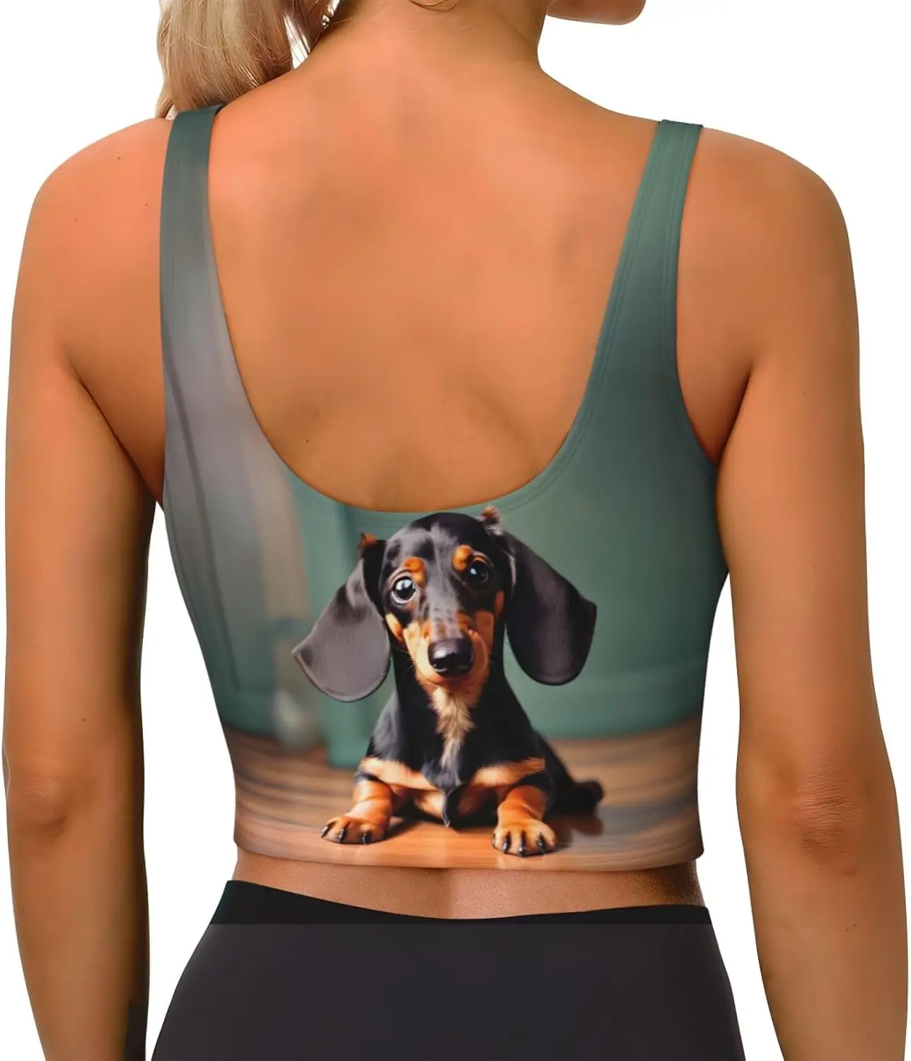 Rompi Olahraga Cetak Dachshund Duggee Lucu untuk Wanita, Lembut dan Bernapas, Cocok untuk Kebugaran, dan Pakaian Santai