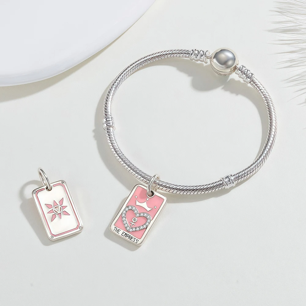 925 Sterling Silver Charms Pink Beads Ice Cream Star Heart Pendants Fit Original Bracelets DIY Jewelry Making For Women Gifts