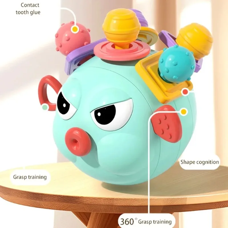 Sensorisches Spielzeug für Babys, lebensmittelechtes Silikon, Zähneknirschen, Greifbälle, sensorisches Trommelspielzeug, Puzzle- und Früherziehungsspielzeug für Kinder
