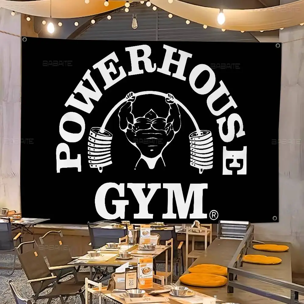 Bodybuilding Fitness Powerhouse Gym DIY Flag For Family Group Photo Living Room Home Dorm Decor Wall Art Decor Banner