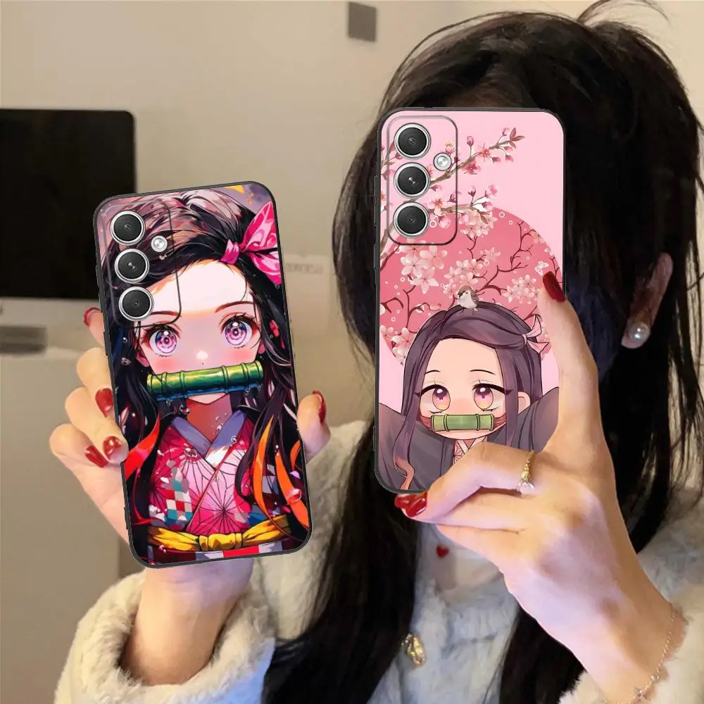 Funda de teléfono Demon Slayer Nezuko para Samsung Galaxy S25 S24 S23 S22 S21 S20 Note20 Plus FE, funda protectora de lujo Ultra Color