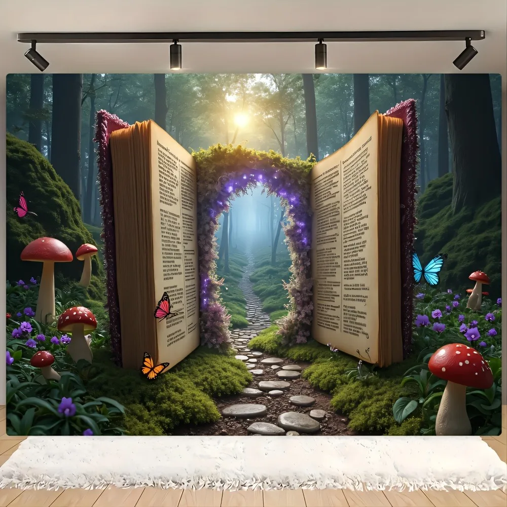 Wald Buch Bogen Thema Party Banner Druck Tapisserie Fotografie Requisiten Hintergrund Tuch, Innen und Außen, Garten Dekoration