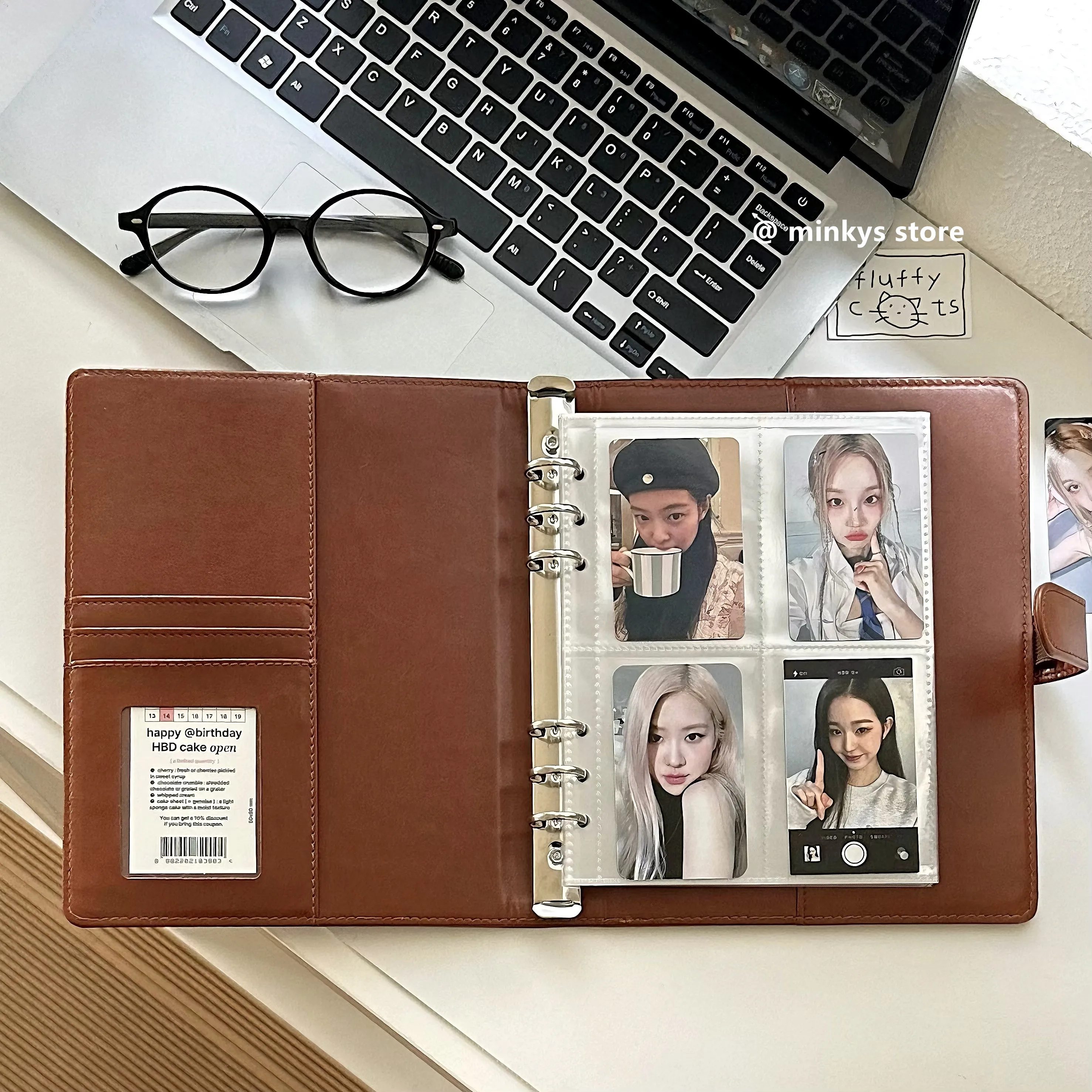 MINKYS Original Design Brauner Welpe Hund PU Leder A5 Kpop Fotokartenbinder Sammelbuch Idol Fotoalbum Notizbucheinband – Detail 5