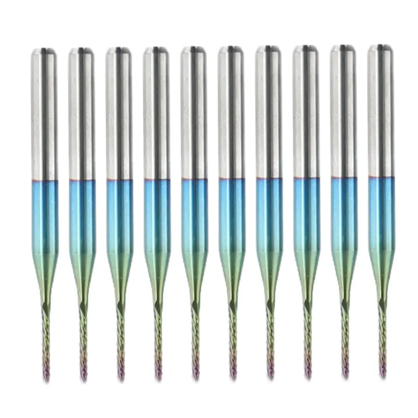 10pcs 1mm Milling Cutter Carbide Router Cutting Bit Blue Corn End For PCB SMT CNC Mold Engraving Plastic Cutting Tool