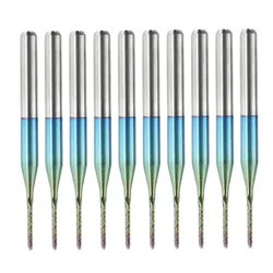 10pcs 1mm Milling Cutter Carbide Router Cutting Bit Blue Corn End For PCB SMT CNC Mold Engraving Plastic Cutting Tool