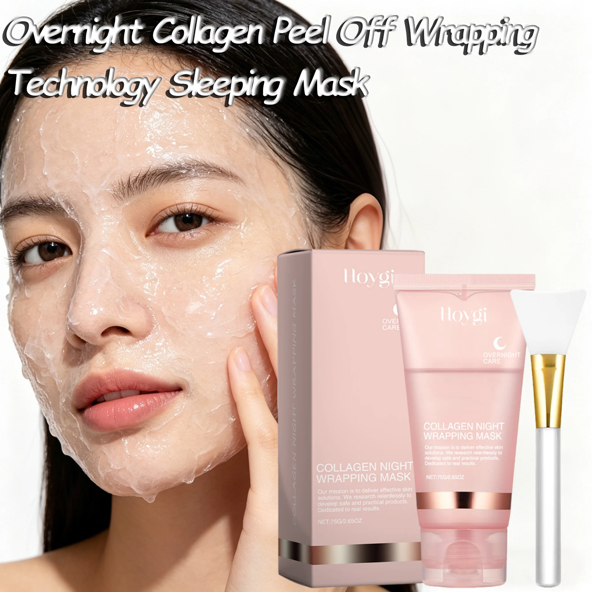 Masque de nuit au collagène peel-off pour le visage, soin hydratant profond, masque enveloppant, réparation de la barrière cutanée à la céramide pour une peau éclatante