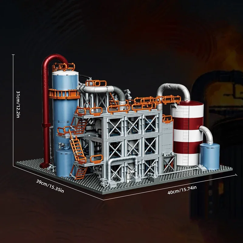 1831 pçs modelo de refinaria óleo blocos de construção centro armazenamento química tijolos laboratório óleo brinquedo educativo para crianças presentes do feriado