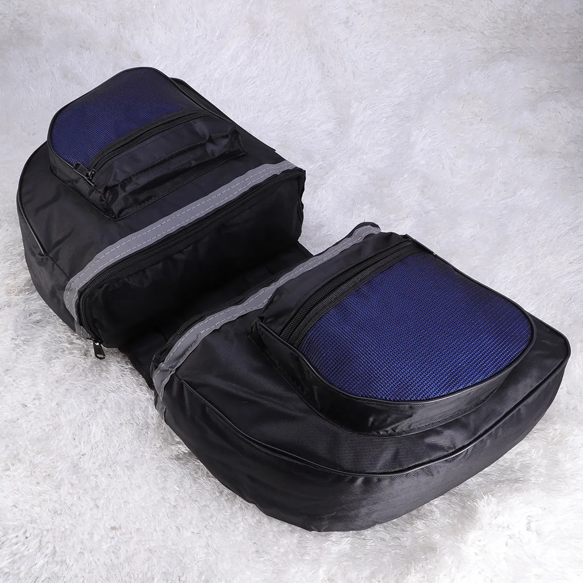 

Double Side Rear Tail Seat Bag Black Blue Large Waterproof PVC Material Mountain Road Bike Reflective Strip Safe Riding