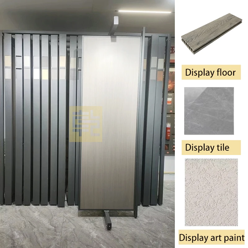custom.Rotating Wood Flooring Tiles Display Rack Sliding Ceramic Tile Granite Stand Display Shelf Showroom Tile Display Made