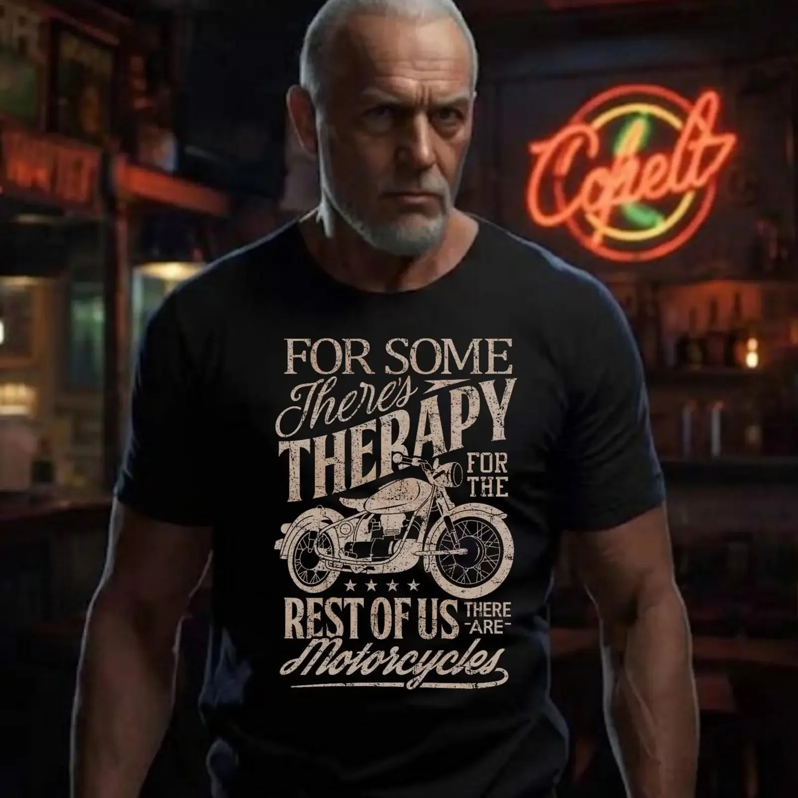 Black motorcycle T shirt For some there's therapy the rest of us there are motorcycles vintage Washed graphic Unisex