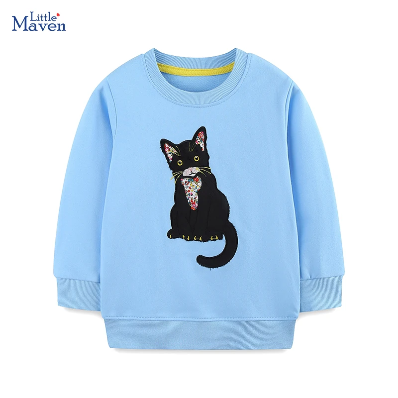 Little maven Baby Girls Hoodies Kids Clothes Children's Clothing 2026 New Autumn Spring Embroidery Cats Infants Sweatshirts