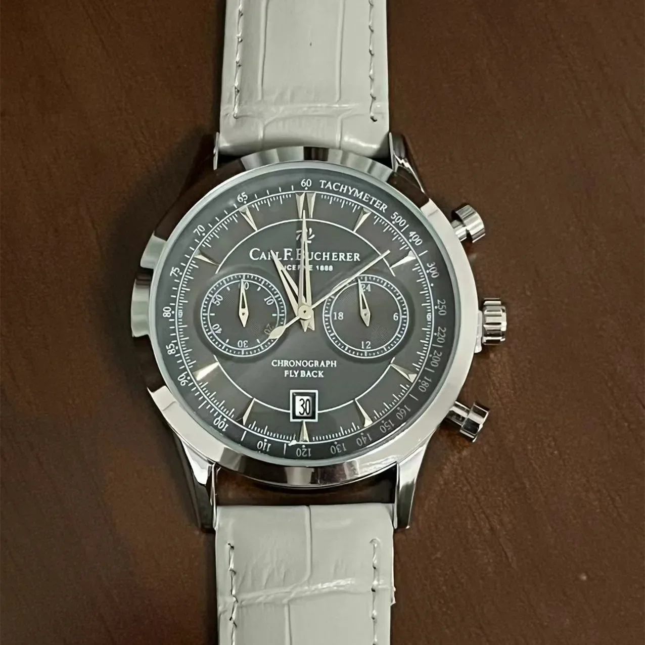 New Fashion Luxury CARLF.BUCHERER Wrist Watch Multi Functional Three Eye Running Second Chronograph Business Leisure Men's Watch