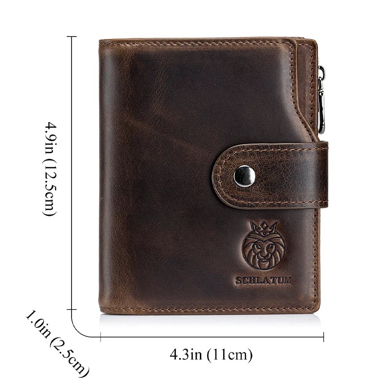 SCHLATUM Genuine Leather Men Business Wallet RFID Men Card Id Holder Coin Purse Travel Wallet  Anti-theft Swipe