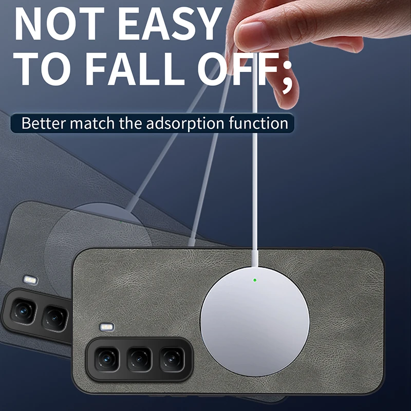 For infinix Hot 60 Pro Plus Case Luxury PU Leather Magnetic Magsafe Protective Back Cover For infinix Hot 60i 60Pro Phone Shell view 3