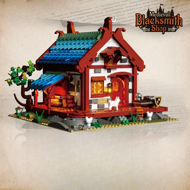 

Mini particles medieval blacksmith pub classic model ornament toys children's gifts assembled building block