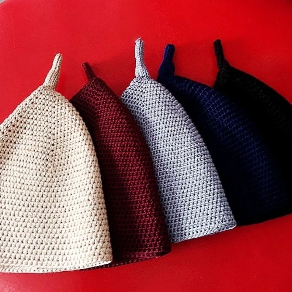 

Muslim Caps For Men Women Crochet Knit Hat Turkey Kufi Islamic Kippah Hijab Jewish Turban Silk Linen Summer